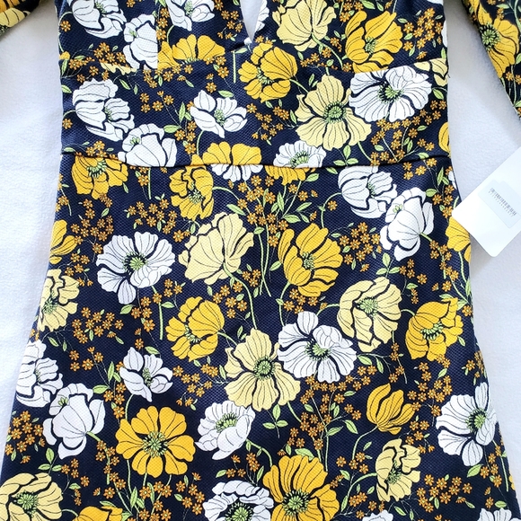zara blue yellow floral jacquard dress S - Picture 3 of 5